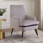 Mink Velvet Accent Chair with Wooden Legs | Loretta