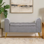 Loretta Grey Velvet Ottoman Storage Bench
