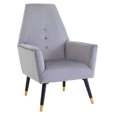 Grey Velvet Button Detail Chair | Loretta