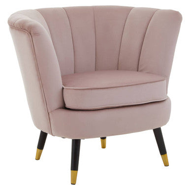 Dusky Pink Velvet Shell Accent Chair | Loretta
