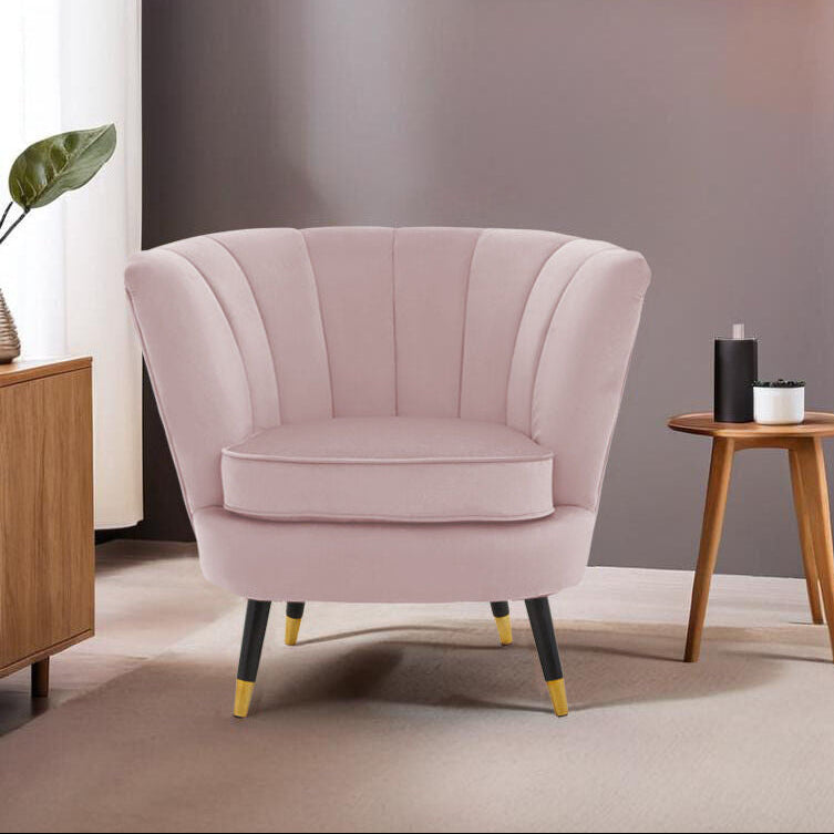 Dusky Pink Velvet Shell Accent Chair | Loretta