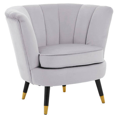 Grey Velvet Shell Accent Chair | Loretta