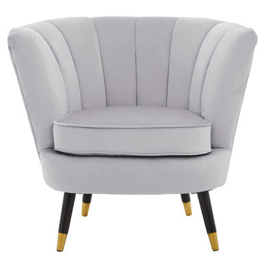 Grey Velvet Shell Accent Chair | Loretta