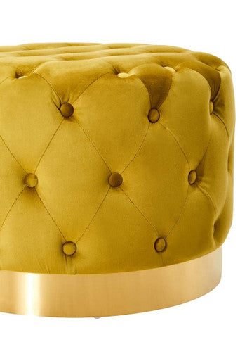 Pistachio Velvet Stool with Matte Gold Finish Base | Loretta