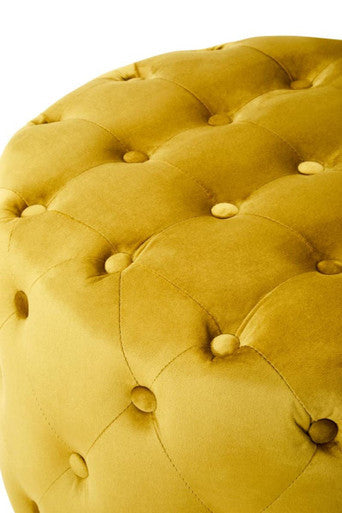 Pistachio Velvet Stool with Matte Gold Finish Base | Loretta