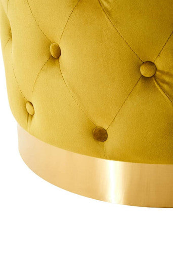 Pistachio Velvet Stool with Matte Gold Finish Base | Loretta