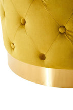 Pistachio Velvet Stool with Matte Gold Finish Base | Loretta