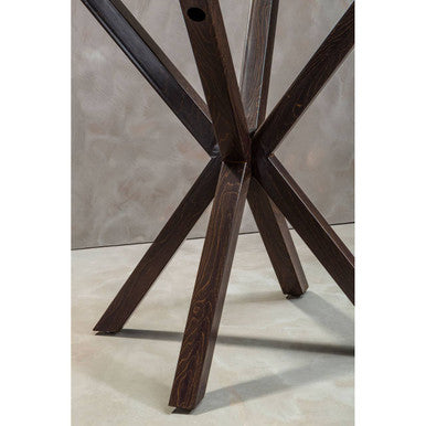 Clear Glass Top Round Dining Table with Black Wood Effect Metal Legs | Salford
