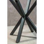 Clear Glass Top Round Dining Table with Grey Metal Legs | Salford