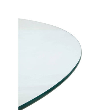 Clear Glass Top Round Dining Table with Grey Metal Legs | Salford
