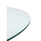 Clear Glass Top Round Dining Table with Grey Metal Legs | Salford