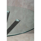 Clear Glass Top Round Dining Table with Black Metal Legs | Salford