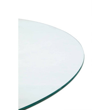 Clear Glass Top Round Dining Table with Black Metal Legs | Salford