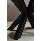 Natural Wood Veneer Top Round Dining Table with Black Metal Legs | Salford