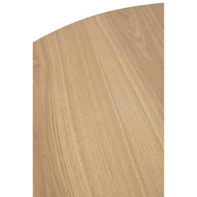 Natural Wood Veneer Top Round Dining Table with Black Metal Legs | Salford
