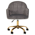 Grey Velvet and Gold Base Home Office Chair | Brent