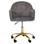 Grey Velvet and Gold Base Home Office Chair | Brent