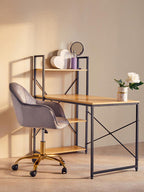 Grey Velvet and Gold Base Home Office Chair | Brent
