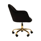 Black Velvet and Gold Base Home Office Chair | Brent