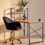 Black Velvet and Gold Base Home Office Chair | Brent