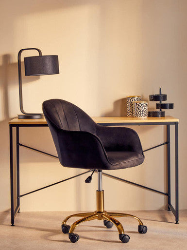 Black Velvet and Gold Base Home Office Chair | Brent