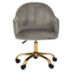 Grey Velvet and Gold Home Office Chair | Brent