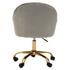 Grey Velvet and Gold Home Office Chair | Brent