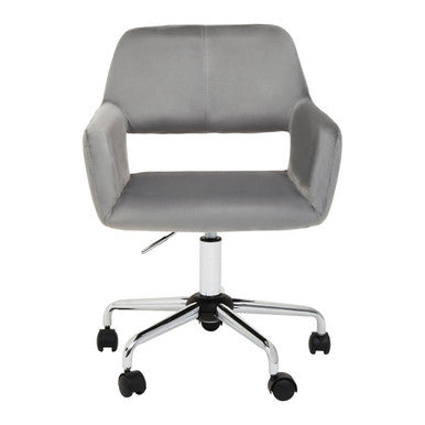 Grey Velvet and Chrome Base Home Office Chair | Brent