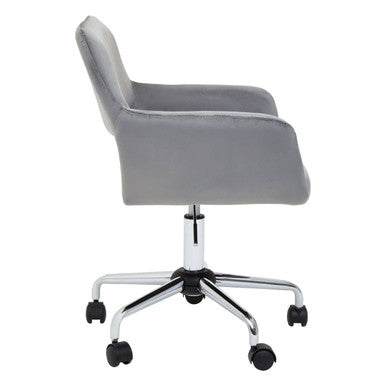 Grey Velvet and Chrome Base Home Office Chair | Brent
