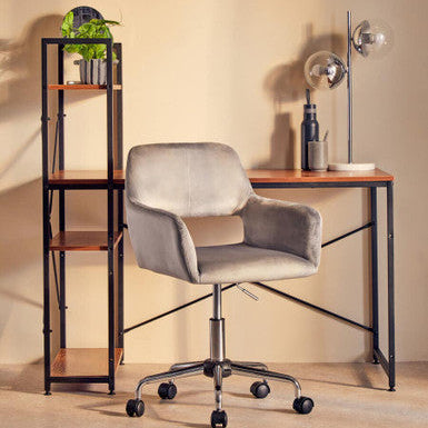 Grey Velvet and Chrome Base Home Office Chair | Brent