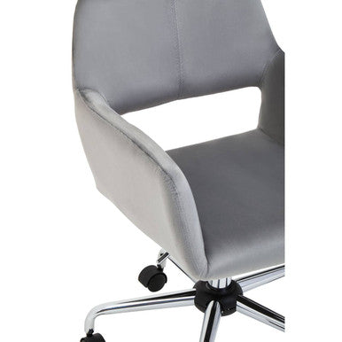 Grey Velvet and Chrome Base Home Office Chair | Brent