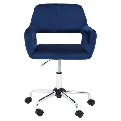 Navy Velvet and Chrome Base Home Office Chair | Brent