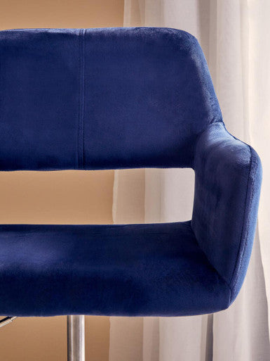 Navy Velvet and Chrome Base Home Office Chair | Brent