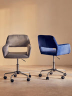Navy Velvet and Chrome Base Home Office Chair | Brent