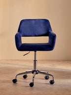 Navy Velvet and Chrome Base Home Office Chair | Brent