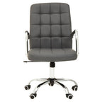 Grey Leather Effect and Chrome Home Office Chair | Brent