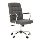Grey Leather Effect and Chrome Home Office Chair | Brent