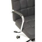 Grey Leather Effect and Chrome Home Office Chair | Brent