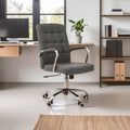 Grey Leather Effect and Chrome Home Office Chair | Brent