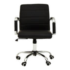 Black Leather Effect and Chrome Home Office Chair | Brent