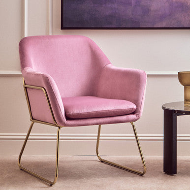 Pink Velvet Modern Accent Chair | Xander
