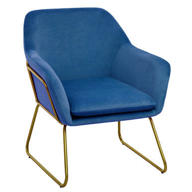 Midnight Blue Velvet Modern Accent Chair | Xander