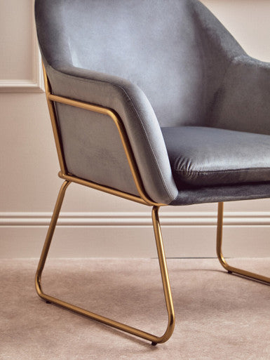Grey Velvet Modern Accent Chair | Xander