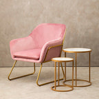 Pink Velvet and Powder Gold Frame Armchair | Xander