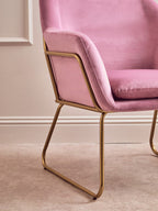 Pink Velvet and Powder Gold Frame Armchair | Xander