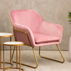 Pink Velvet and Powder Gold Frame Armchair | Xander