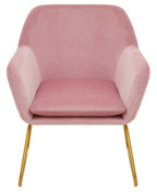 Pink Velvet and Powder Gold Frame Armchair | Xander