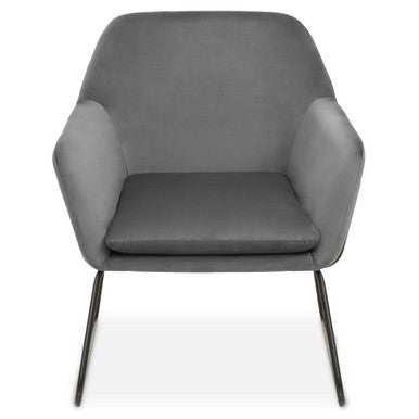 Grey Velvet and Black Frame Accent Chair | Xander