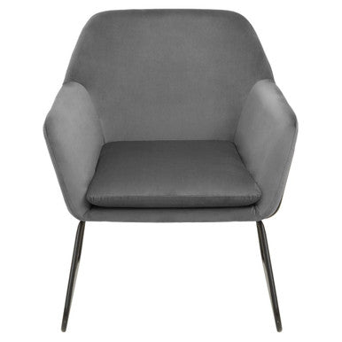 Grey Velvet and Black Frame Accent Chair | Xander