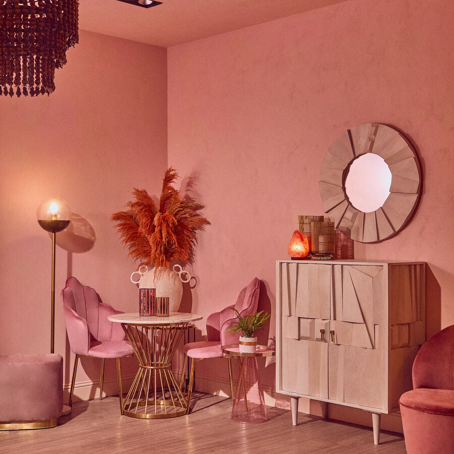 Pink Velvet Dining Chair with Gold Metal Legs | Tian